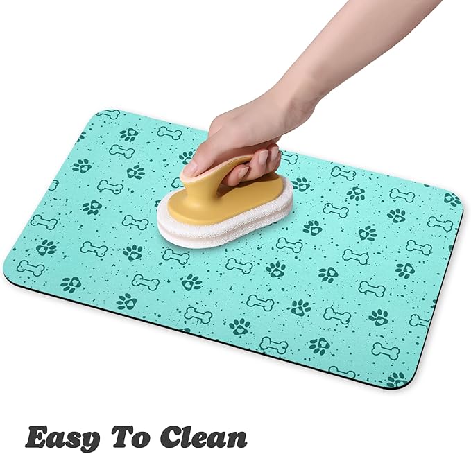 Dog Food Mats,Cat Absorbent Water Bowl Feeding Mats Pet Placemats for Food and Water Spot 16 * 24 inch