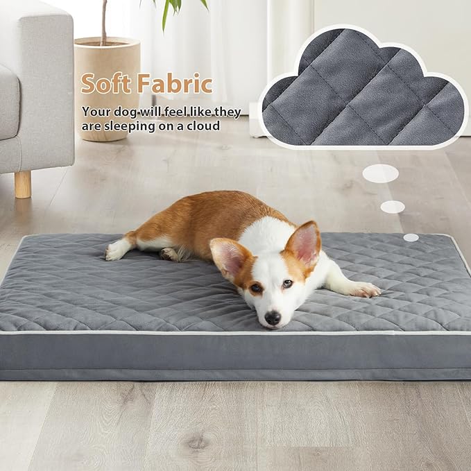 WNPETHOME Orthopedic Dog Bed for Crate, Waterproof Extra Large Dogs Bed with Removable Washable Cover, Multi-Needle Quilting Dogs Crate Beds