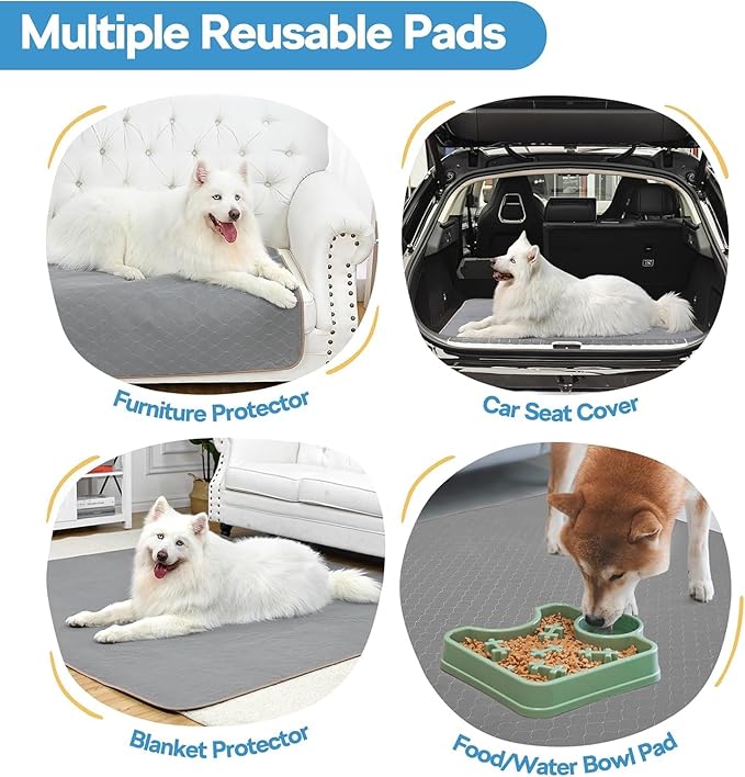 1-Pack 72"x72" Extra Large Reusable Dog Pad, Non-Slip Waterproof Washable Pet Pee Pad for Potty Training Whelping Box Crate Playpen, for Incontinent Dogs