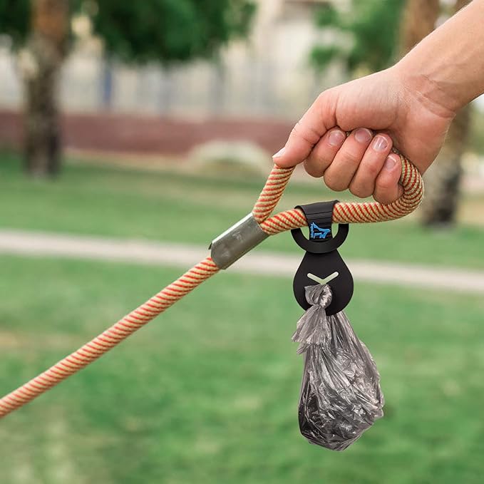 Dog Poop Bag Holder for Leash Waste Bag Carrier Dog Poop Bag Dispenser for Walking Running Bicycle Accessory 4 Pieces (Black + Mixed Blue)