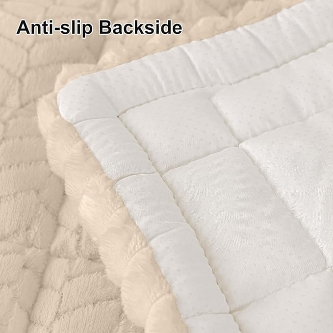 Smiry Non Slip Couch Covers for Dogs, Fuzzy Pet Couch Covers for 3 Cushion Sofa Pet Friendly, Soft Sofa Slipcovers Cushion Furniture Protector Washable (Apricot, 27.6" x 82.7")