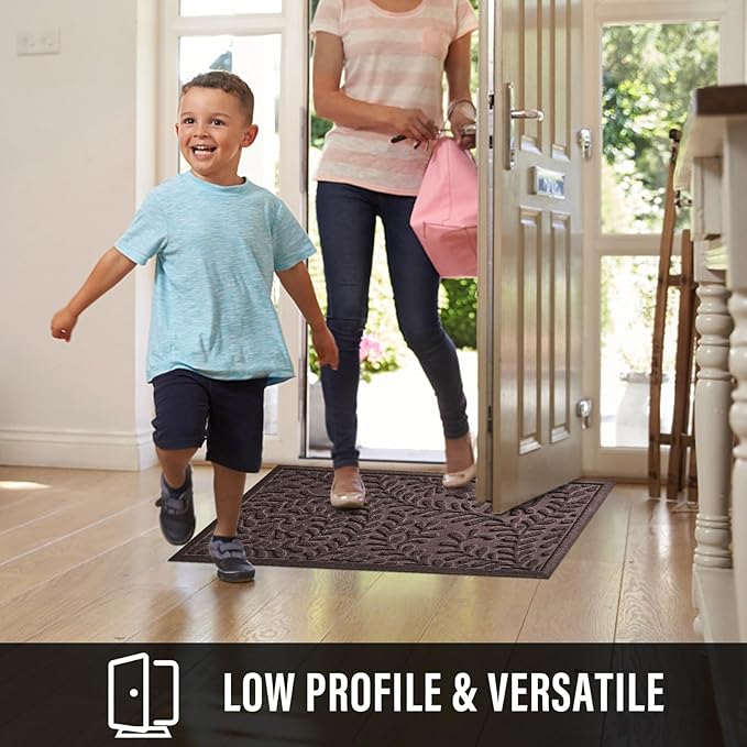 Front Door Mat, Absorbent Dirt Trapping Welcome Door Mat Indoor Outdoor, Non Slip Entry Mat, Indoor Outdoor Door Mats, Fade Resistant, Low Profile Doormat for Entryway, 47×32, Coffee