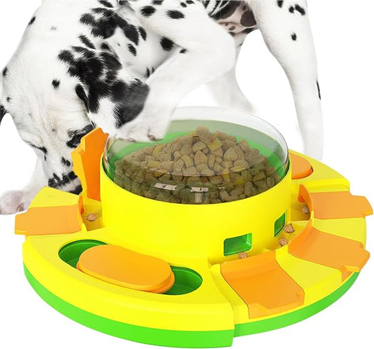 DollSheriffgoo Dog Puzzle Toy Mental Stimulation - Level 2 in 1 Dogs Food Puzzles Toys, Dog Treat Puzzle Feeder (Intermediate-Green Push)