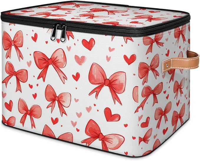 Cubes Storage Baskets,Ribbon Bow Empty Gift Basket,Foldable Storage Box Bin,Waterproof Open Shelf Basket Organizer for Clothes Toy Bedroom Nursery Home Decorative