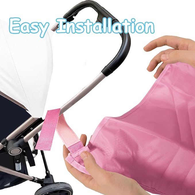 2 Pack Universal Side Sling Stroller Organizer with Mesh Cargo Net,Adjustable and Non-Slip Stroller Storage Bags, Portable Side Sling Stroller Cargo Net for Baby Accessories(Pink)