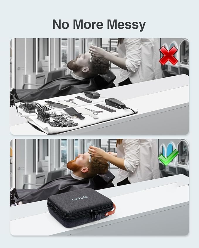 Luxtude Hair Clipper Case Travel, Portable Barber Cases, Hard Barbers Bags for Clippers and Supplies, Sturdy Trimmer Bag, Barbers Accessories for Wahl 5Star/Hatteker/Oneisal/Andis Grooming (Case Only)