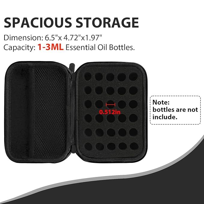 Essential Oil Storage Holder Organizer Carrying Case, Essential Oils Box Holds 30 Bottles 1ml- 3ml Bottle Travel Storage Organizer Bag for doTERRA & Young Living (Box Only)