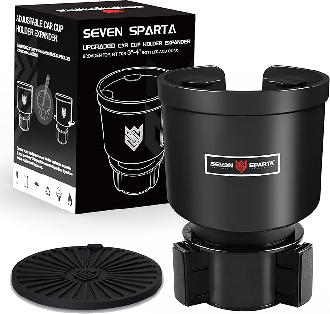 Upgraded Car Cup Holder Expander Adapter with Offset Adjustable Base, Compatible with Yeti 14/24/36/46oz Ramblers, Hydro Flasks 32/40oz, Other Large Bottles Mugs in 3.5"-4.0", 2 Pack