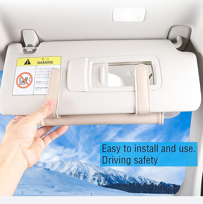 YVPSI Car Tissue Holder Sun Visor Napkin Holder with Tissue Refill Car Mask Holder PU Leather Tissue Box Tissue Box Holder Hanging Tissue Holder Mask Dispenser for Car (Beige)