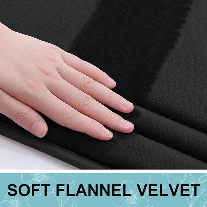 Grandaily Memory Foam Bath Mat Rug 44x24, Ultra Soft, Non-Slip and Absorbent Bathroom Rugs, Machine Wash Dry, Comfortable Bath Carpet for Bathroom Floor, Tub and Shower, Black