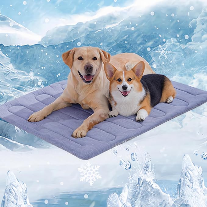 MARUNDA Dog Cooling Mat, No Need to Freeze Or Refrigerate This Cool Pet Pad Cat Mats- Keep Your Pet Cool, Machine Washable. ((51" x 37.5") XXL-Crate, Blue)
