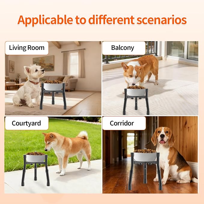 Elevated Dog Bowls Stand with Adjustable Height and Width [Stand Only], Raised Dog Bowl Stand, Elevated Pet Water & Food Feeder for Small&Medium Dogs, Adjustable Wide 6.3"-10.2", 2 Height Adjustment