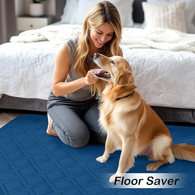 hyha Waterproof Dog Bed Blanket, Soft Pet Blankets, Waterproof Couch Cover for Dogs, Reversible Sofa Covers Washable for Furniture (52x82 Inch, Navy Blue/Blue)