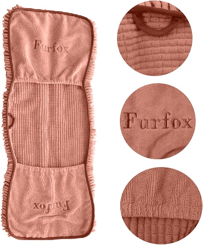 Furfox Absorbent Dog Towel, Microfiber Quick Drying Towel Machine Washable with Hand Pockets for Medium Large Dog 35 x 15'' (Brown)