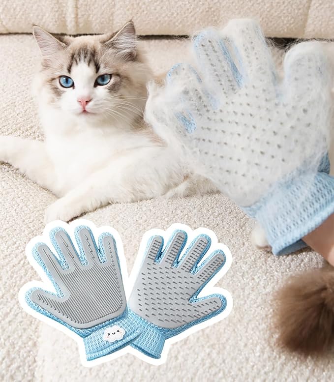 2 in 1 Pet Grooming Gloves for Dogs & Cats, Pet Fur Remover Glove, Grooming Brush for Shedding, Massage, Hair Remover Mitt, Fur Cleaner for Couch, Clothes,Carpet -1 Piece