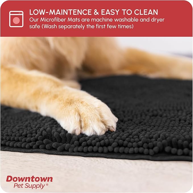 My Doggy Place Dog Mud Mat, 60" x 36" Black – Thick Microfiber Entry Rug for Snow, Mud & Salt – Absorbent, Quick-Dry, Washer-Safe & Non-Slip, X-Large