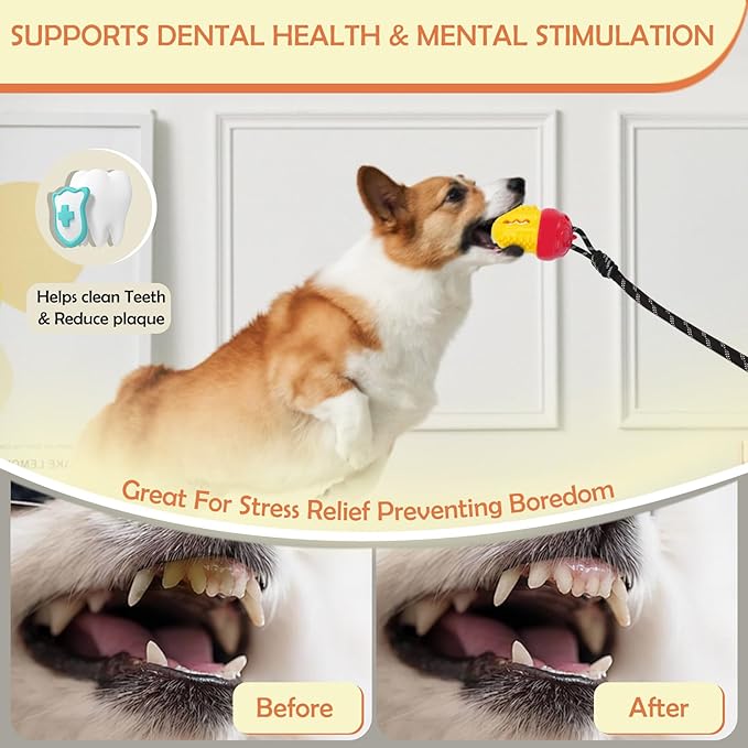 Indestructible Dog Toys-Interactive Suction Cup Tug of War Toy for Aggressive Chewers,Dog Puzzle & Enrichment Toys to Keep Dogs Busy,Red Yellow