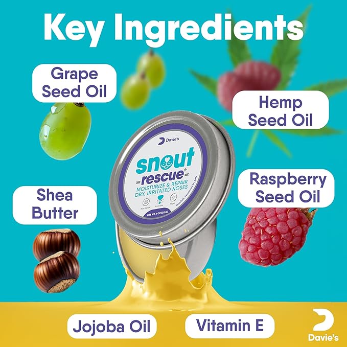 Davie's Snout Rescue - Dog Nose Balm for Dry Nose, All-Natural Dog Paw Balm Pad, Paw Balm Dogs Lick Safe, Snout Soother for Dogs and Cats, Paw Soother for Dogs, Made in USA - 1oz