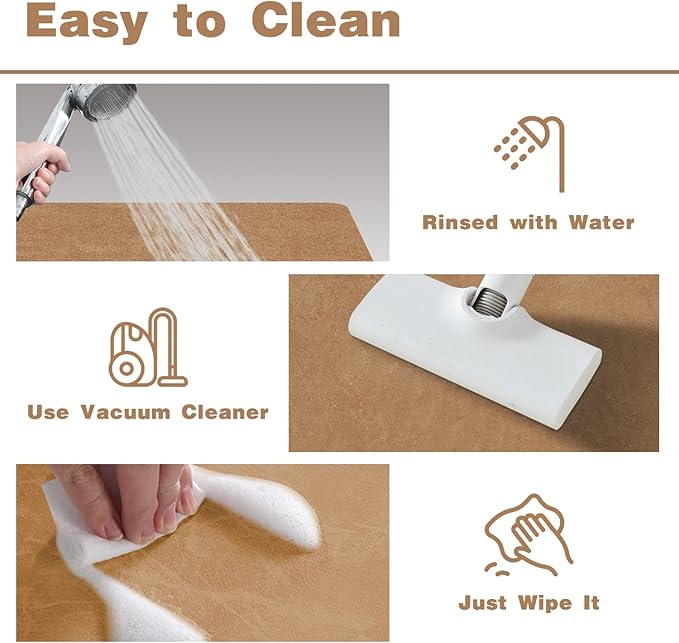 Bathroom Mat Quick Dry, Bathroom Rugs Non Slip Washable Thin Absorbent Bath Mat Fits Under Door Bathroom Floor Mat Perfect for Bath, Shower, or Sink 20"x30" Brown
