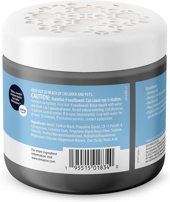 Amazon Basics Gel Odor Eliminator, Activated Charcoal, Fragrance Free, 17 Oz, Pack of 2