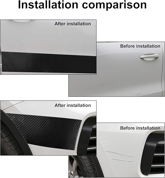MYFAMIREA Car Door Edge Guards Carbon Fiber, 5D Gloss Black Vinyl Automotive Entry Sill Protector Wrap Film, Universal Self-Adhesive Auto Door Trim Strips Anti-Collision (33Ft x 2In)