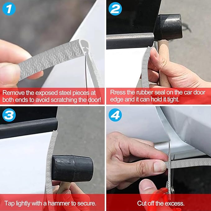 MYFAMIREA 49Ft(15M) Long Car Door Edge Guards, U Shape Edge Trim Rubber Seal Protector Car Door Protection Anti-Collision Rubber Clips Easy to Cut No Need Adhesive Fit for Most Vehicles| Grey