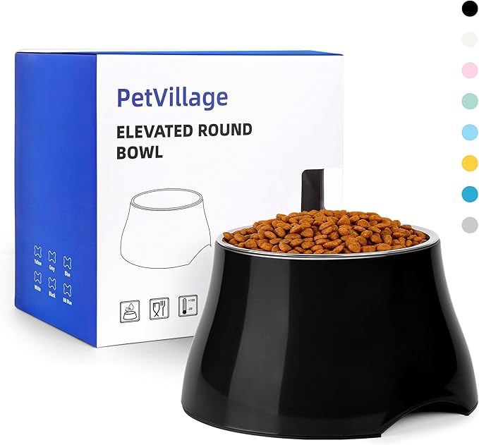 Dog Bowls,Cone Friendly Non Slip Single Dog Bowl with Stainless Steel Inner, Raised Bowls for Small Dogs Spaniel Dogs Long Ear, High Capacity, S/1 Cup Black