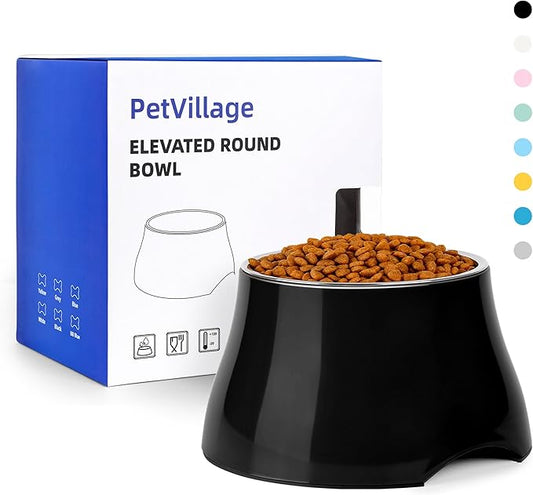 Dog Bowls,Cone Friendly Non Slip Single Dog Bowl with Stainless Steel Inner, Raised Bowls for Small Dogs Spaniel Dogs Long Ear, High Capacity, S/1 Cup Black