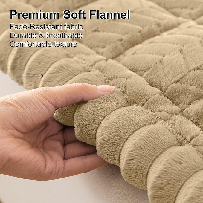 Smiry Non Slip Couch Covers for Dogs, Fuzzy Pet Couch Covers for 3 Cushion Sofa Pet Friendly, Soft Sofa Slipcovers Cushion Furniture Protector Washable (Khaki, 27.6" x 70.9")