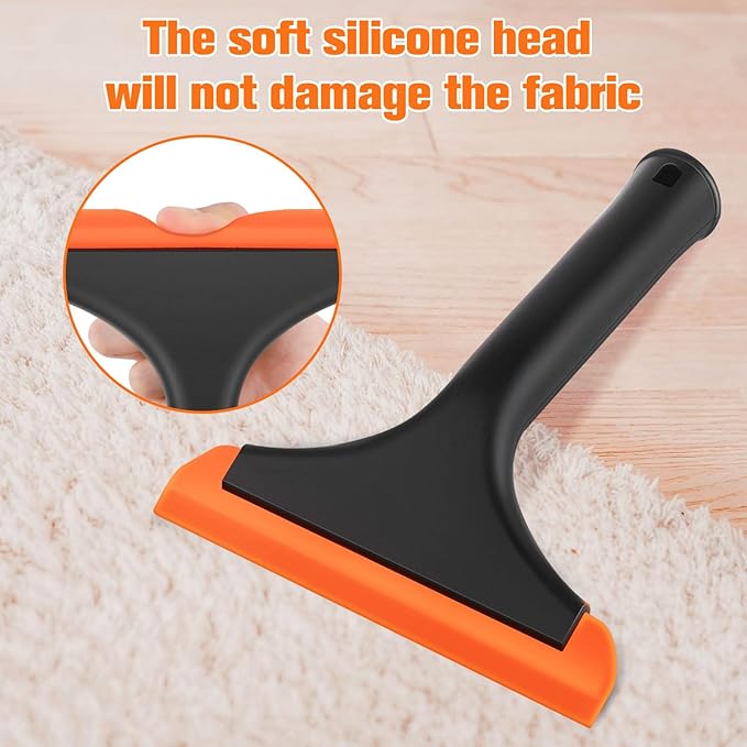 Astfys Silicone Pet Hair Removal,Pet Hair Rubber Carpet Rake Cat Dog Hair Remover with 8in Long Handle Pet Hair Remover for Furniture Couch Carpet