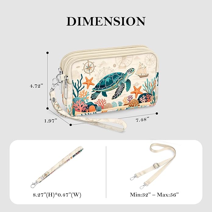 BIAOTIE Wristlet Purses for Women, Nylon Small Crossbody Bags with Adjustable Strap 3 Zipper Wristlet Wallet Phone Organizer