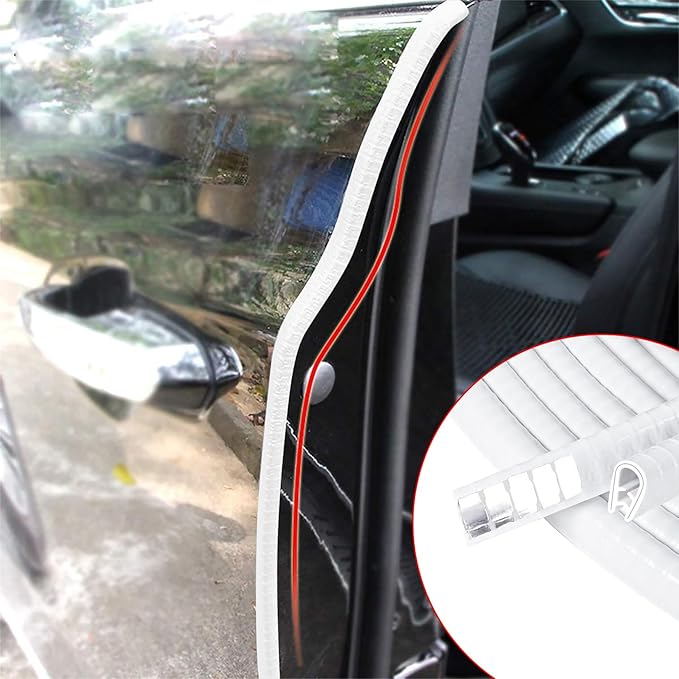 MYFAMIREA 13Ft(4M) Car Door Edge Guards U Shape Edge Trim Rubber Seal Protector Rubber Door Protector Protection Edge Anti-Collision Clips Fit for Most Car