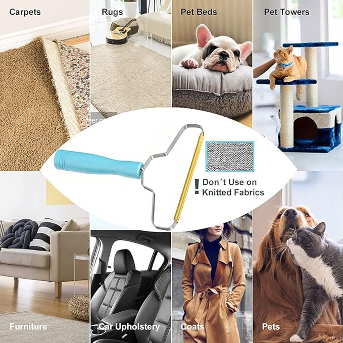 Pet Hair Removal Tool,Cleaner Pro Pet Hair Remover,Fabric Shaver by BSIWWO,Pet Hair Remover for Couch,Lint Shaver,Carpet Rake,Dog Hair Remover and Cat Hair Remover(2pack-Blue)