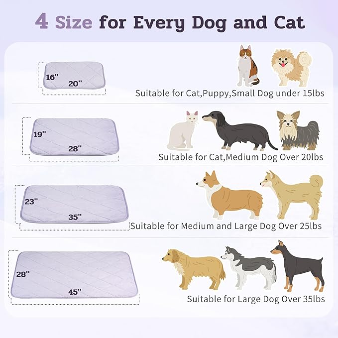 NWK Fluffy Self Warming Cat Mat, Cat Blanket, Thermal Dog Mat, Washable, Non-Slip Bottom for Sofa & Crate & Kennel & Car Seat (Purple, Small (20'' X 16'' X 0.4''))