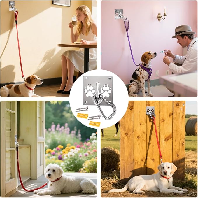 Medoparts Heavy Duty Dog Leash Wall Hook, Secure Dog Leash Parking - Stainless Steel Pet Leash Holder for Large Dogs for Indoor/Outdoor Use, Patio, Grooming Shops, Cafes, Commercial Locations