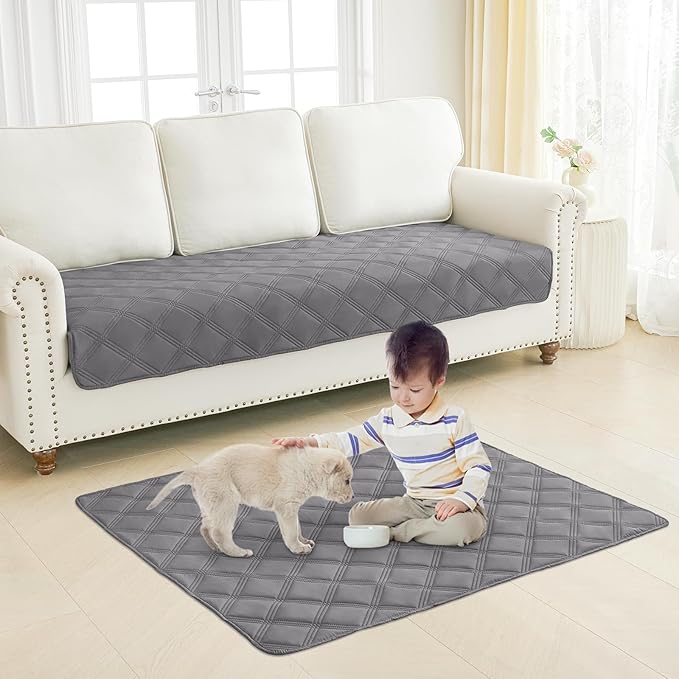 Smiry Waterproof Dog Bed Cover Blanket 30x53, Soft Reversible Pet Blanket, Washable Leakproof Cats Dogs Couch Cover for Sofa, Couch, Furniture, Lattice, Grey/Grey