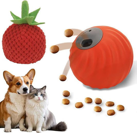 QKOQKO Interactive Dog Ball, USB Rechargeable Automatic Moving Dog Toy with Treat Dispenser, 2.87-Inch Washable TPU Puzzle Ball for Small & Medium Dogs, Exercise & Mental Stimulation (Orange)