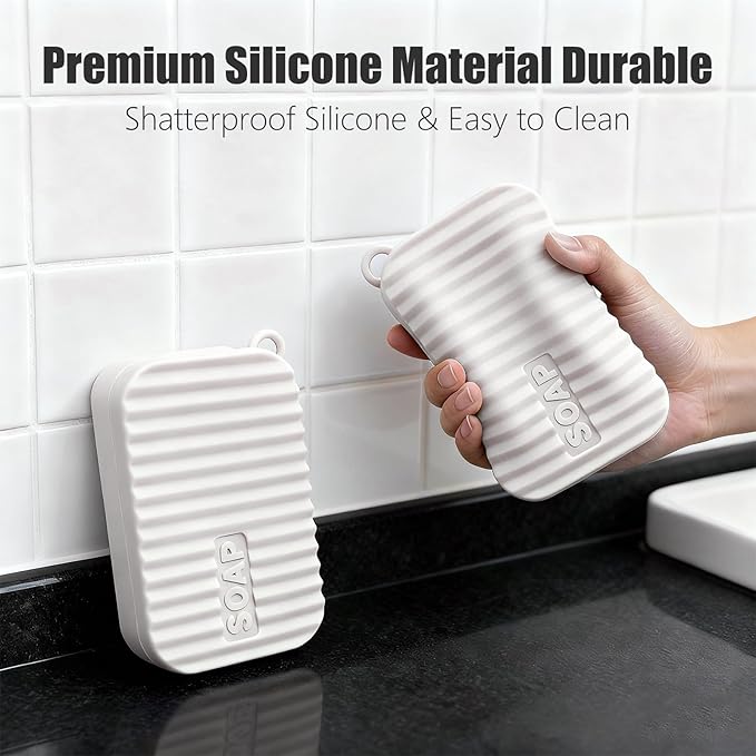 Extra Large Silicone Soap Case for 10oz Duke Cannon Bar Soap – Leakproof Travel Soap Holder with Self-Draining Lid - Large Capacity, Durable, Impact-Resistant, Stain-Resistant (Milky White)