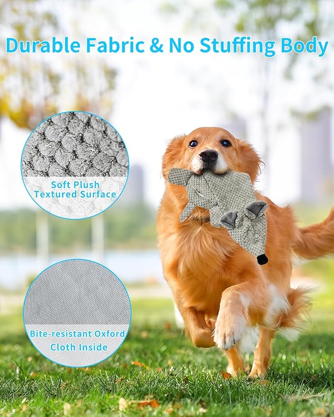 KrauzPet Dog Toys, Squeaky Plush No Stuffing Crinkle Dog Toy for Small Medium Large Dogs, Interactive Puppy Teething Water Bottle Dog Chew Toy