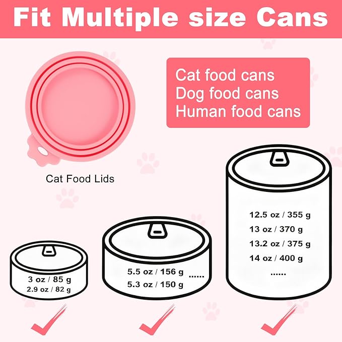 4 Pcs Cat Food Lid and Spoon Set, Silicone Pet Food Can Covers with Multi-Function Spoon Opener, Stainless Steel Wet Food Spoon & Cat Bar Squeezer for Pet Cat Dog Feeding Wet Foods Storage Organizer