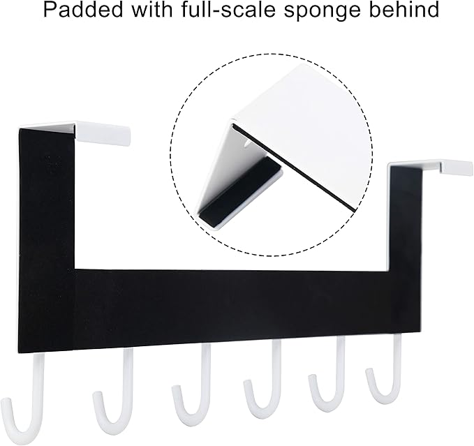 WEBI Over The Door Hook for Hanging Door Hanger,Over Door Towel Rack,Door Coat Rack for Towels,Clothes,Behind Back of Bathroom,White