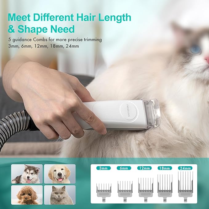 Neakasa P1 Pro Pet Grooming Kit & Vacuum Suction 99% Pet Hair, Professional Clippers with 5 Proven Grooming Tools for Dog and Cat