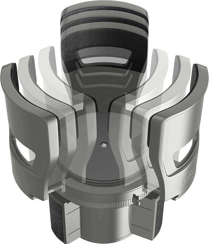 GORILLA GRIP Patent Pending Car Cup Holder Expander, Keeps Large Drink Cups Secure, Expands Fits Yeti, HydroFlask, Stanley 18 to 48oz Large Water Bottles, Coffee Mug, Adjustable Arms Insert, Gray
