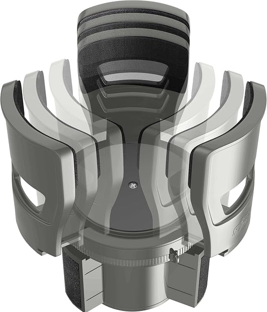 GORILLA GRIP Patent Pending Car Cup Holder Expander, Keeps Large Drink Cups Secure, Expands Fits Yeti, HydroFlask, Stanley 18 to 48oz Large Water Bottles, Coffee Mug, Adjustable Arms Insert, Gray