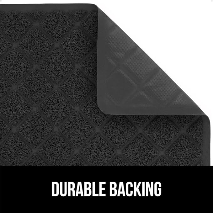 GORILLA GRIP Cat Litter Box Mat, Water Resistant, US Designed Kitty Litter Trapping Mats, Easy to Clean, Scatter Control, Less Mess and Clean Floors, Kitten Supplies for Indoor Cats, 30x20 Black