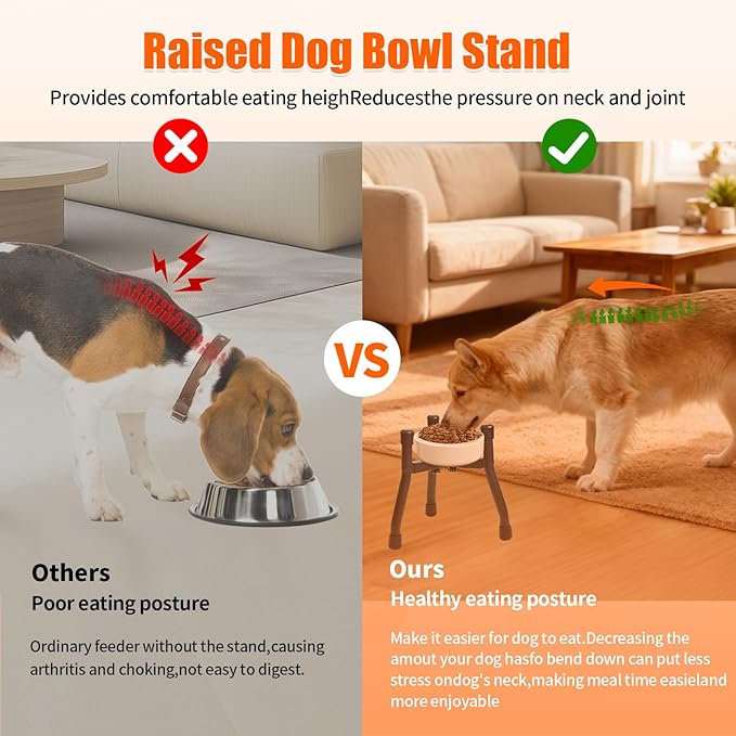 Elevated Dog Bowls, Adjustable Metal Raised Dog Bowl Stand for Small&Medium Dogs, Adjustable Wide 6.3"-10.2"(Bowl Not Included)