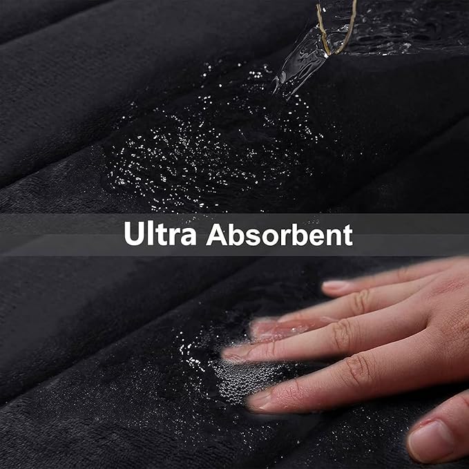 Buganda Memory Foam Bath Mat, 50" x 30", Ultra Soft and Non-Slip Bathroom Rugs, Water Absorbent and Machine Washable Bath Rug Runner for Bathroom, Shower, and Tub, Black