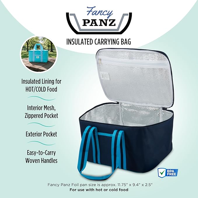 Fancy Panz - Aqua Insulated Casserole Carrier Bag - Insulated Thermal Bags for Hot & Cold Food Holds 2 Standard Size Fancy Panz - 2 Pockets - Food Container - Hosting Essentials