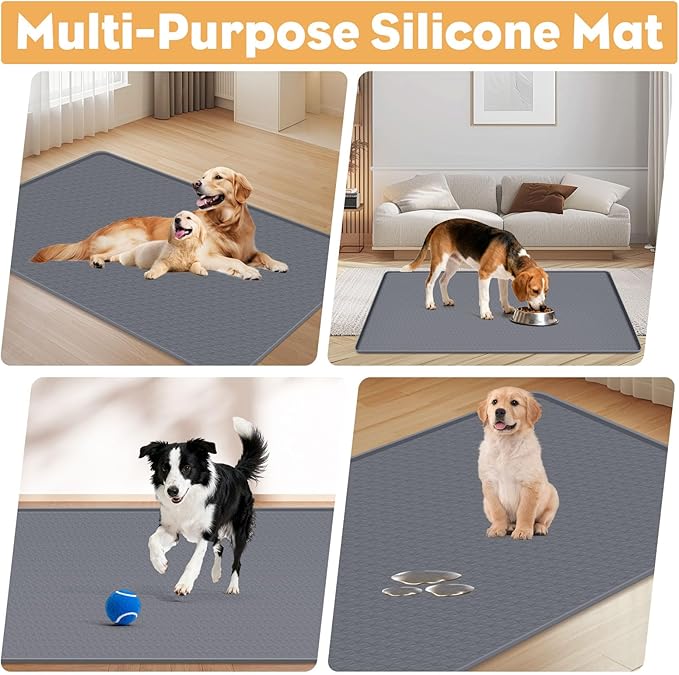 51" x26" Reusable Training Pads for Dogs Lanstics Silicone Dogs Mat Non-Slip Dog Training Pads Dog Pee Pad for Potty Training Floor Protector (Grey)