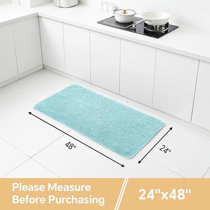Aqua Haze Bathroom Rugs 24"x48" – Long Plush Non-Slip Bath Mat, Absorbent & Washable Microfiber Runner Rug – Perfect for Tub, Sink, or Washroom